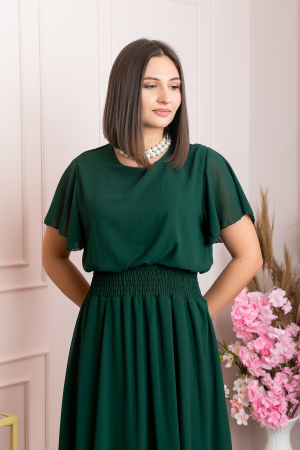 Rochie eleganta verde Francesca cu talie incretita [1]