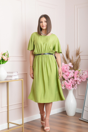 Rochie eleganta verde lime Leona cu maneci fluture [3]