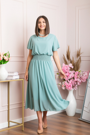 Rochii - Rochie eleganta verde mint Francesca cu talie incretita