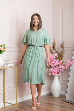 Rochie eleganta verde mint Leona cu maneci fluture [3]