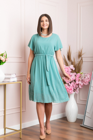 Rochie eleganta verde mint Seraphine cu strasuri argintii [4]