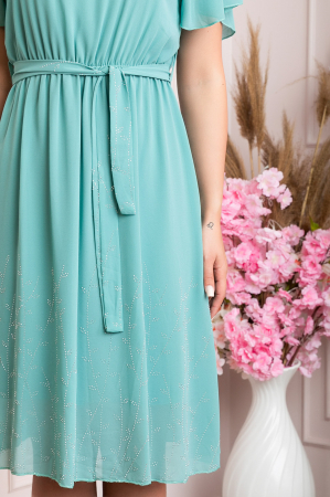 Rochie eleganta verde mint Seraphine cu strasuri argintii [2]