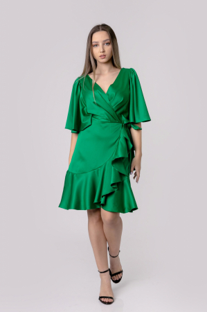 Rochie eleganta verde smarald cu volane [0]
