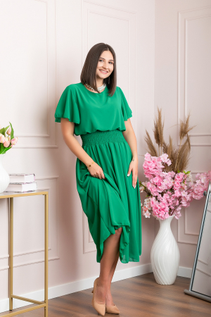 Rochie eleganta verde smarald Francesca cu talie incretita [3]