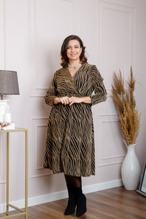 Rochie Elise eleganta cu imprimeu auriu [3]