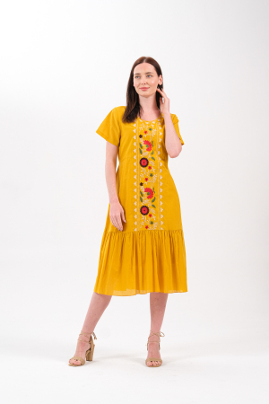 Rochie galbena boho chic cu broderie florala [0]