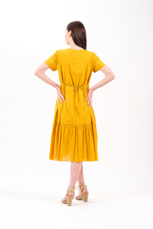 Rochie galbena boho chic cu broderie florala [2]
