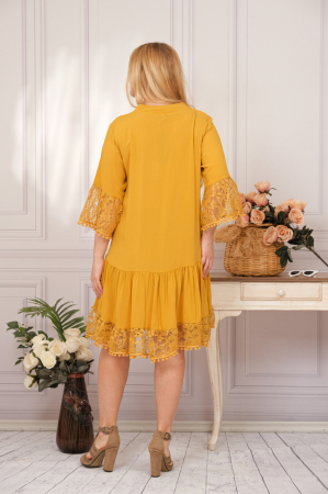 Rochie galbena boho chic cu volane si nasturi [1]