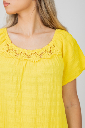 Rochie galbena cu aplicatii florale [2]