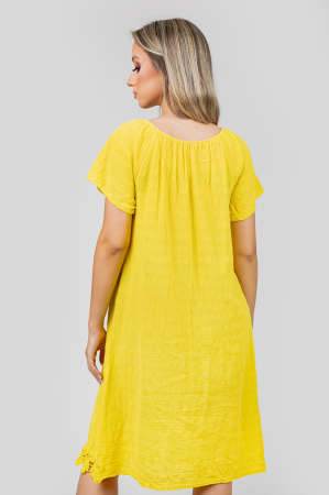 Rochie galbena cu aplicatii florale [3]