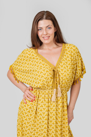 Rochie galbena cu ciucuri si model mandala [1]