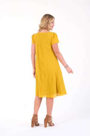 Rochie galbena cu detaliu floral perforat [2]