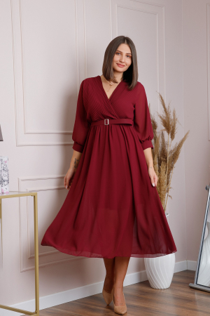 Rochie grena cu bust petrecut si curea in talie [3]
