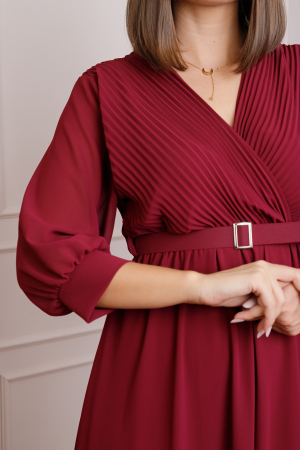 Rochie grena cu bust petrecut si curea in talie [1]
