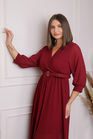 Rochie grena cu bust petrecut si curea in talie [2]