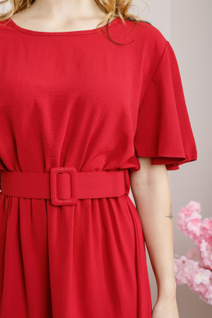 Rochie grena cu maneci scurte si centura in talie [1]