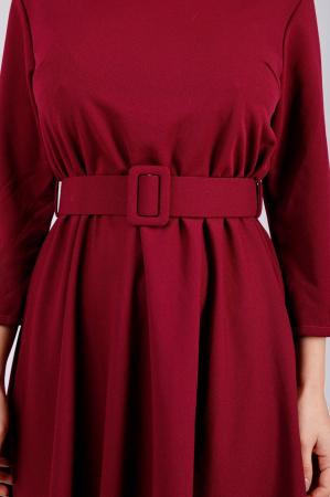 Rochie grena cu maneci trei sferturi si centura in talie [2]