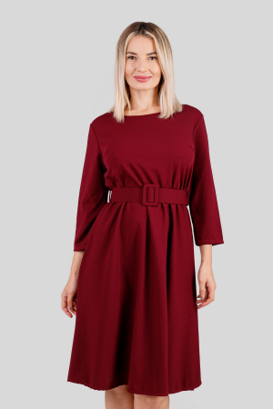 Rochie grena cu maneci trei sferturi si centura in talie [1]