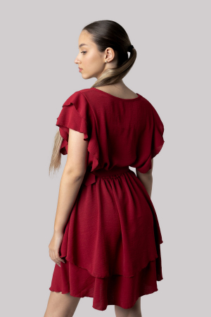 Rochie grena cu volane si centura in talie [2]