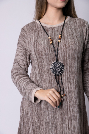 Rochie bej boho chic cu model geometric [1]