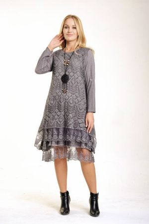 Rochie gri boho chic cu volane [4]