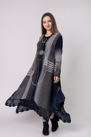 Rochie gri boho chic tricotata cu baza asimetrica [0]