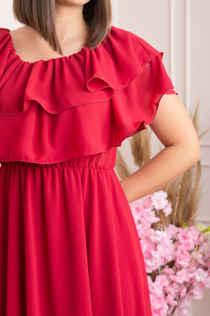 Rochie Joyce eleganta din voal cu volane - Grena [2]
