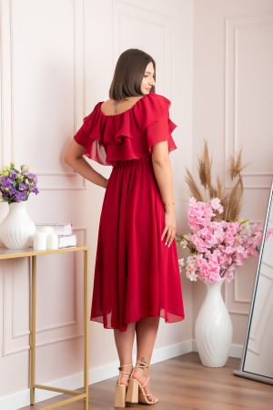 Rochie Joyce eleganta din voal cu volane - Grena [3]