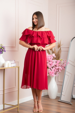 Rochie Joyce eleganta din voal cu volane - Grena [1]