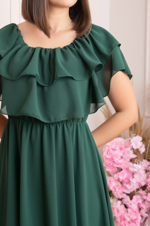 Rochie Joyce eleganta din voal cu volane - Verde [2]