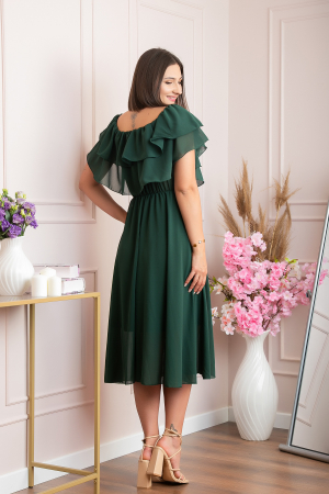 Rochie Joyce eleganta din voal cu volane - Verde [3]