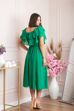 Rochie Joyce eleganta din voal cu volane - Verde smarald [3]