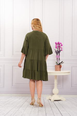 Rochie kaki boho chic cu aplicatie florala cusuta [2]