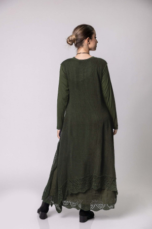 Rochie kaki boho chic cu baza asimetrica [2]