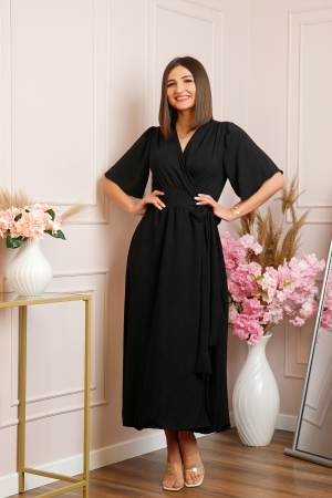 Rochie Lara petrecuta cu maneci scurte - Negru [4]