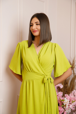 Rochie Lara petrecuta cu maneci scurte - Verde fistic [1]