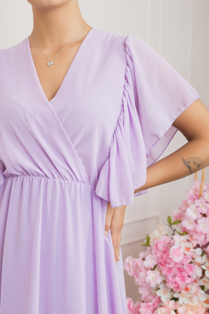 Rochie lila cu volane si maneci fluture [1]