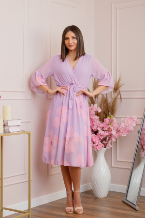 Rochie Lucy eleganta din voal cu imprimeuri florale - Lila [2]