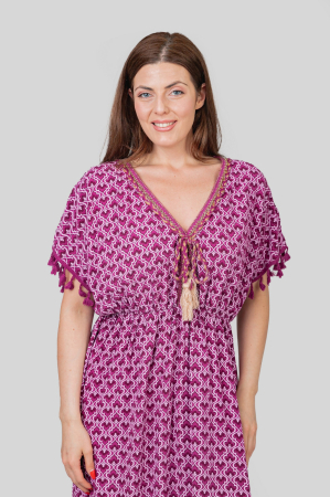 Rochie magenta cu ciucuri si model mandala [1]