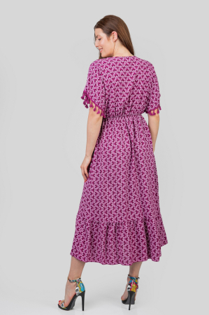 Rochie magenta cu ciucuri si model mandala [3]
