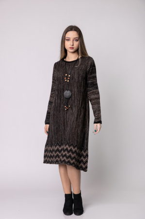 Rochie maro boho chic cu model geometric [2]