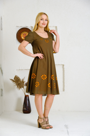 Rochie maro cu detaliu floral perforat [1]