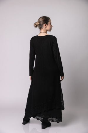 Rochie neagra boho chic cu baza asimetrica [3]