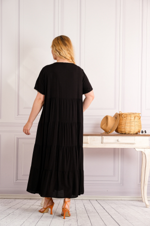 Rochie neagra boho chic cu snur si ciucuri [2]