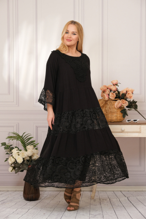 Rochie neagra boho chic din doua piese [1]