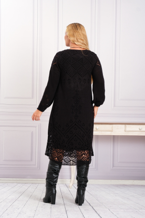 Rochie neagra boho chic tricotata cu detaliu perforat [2]