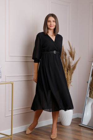 Rochie neagra cu bust petrecut si curea in talie [4]