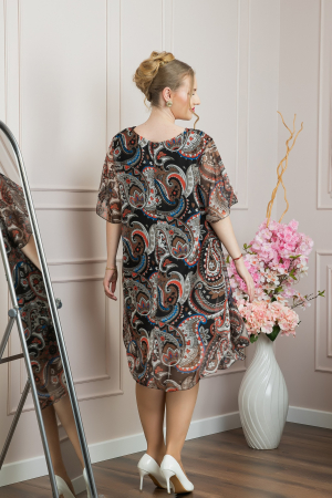 Rochie neagra din voal cu imprimeu Paisley si maneci fluture [3]