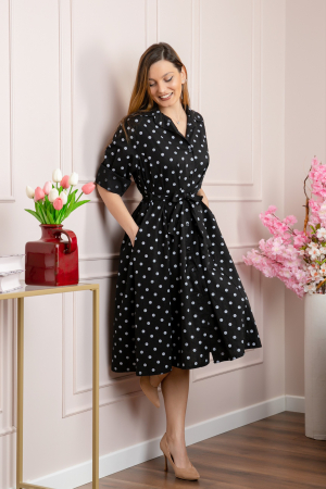 Rochie neagra tip camasa cu buline [0]