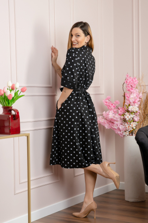Rochie neagra tip camasa cu buline [2]